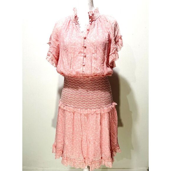 Jonathan Simkhai silk peasant dress coquette romantique cottage core women's 8 - Picture 2 of 10